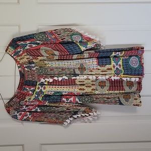Soft Surroundings pom pom detail bohemian top sz xs petite